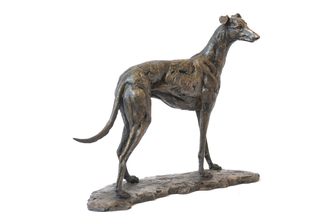 bronze greyhound sculpture by animal sculptor tanya