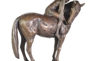 Bronze Resin Horse and Girl