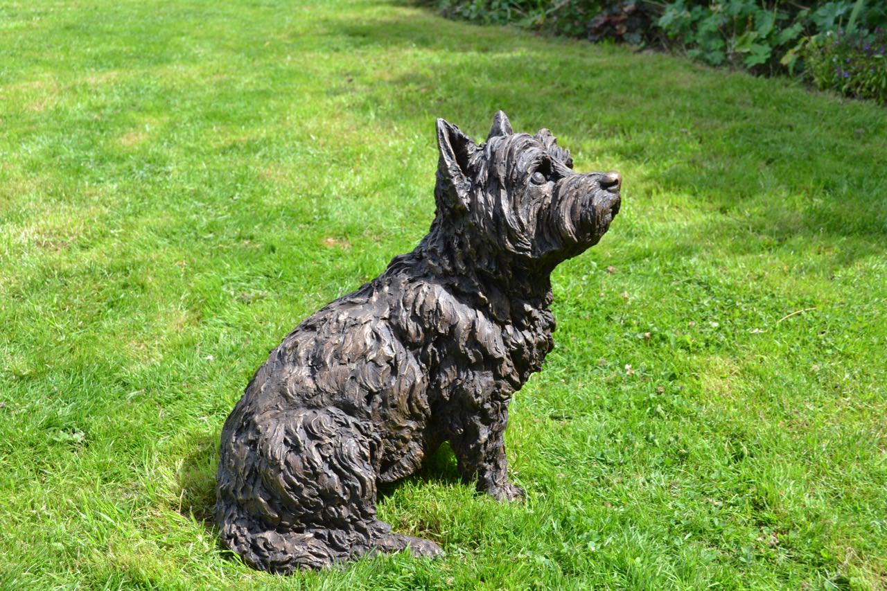 Sitting West Highland Terrier Sculpture Bronze Dog Statue Outdoor Dog