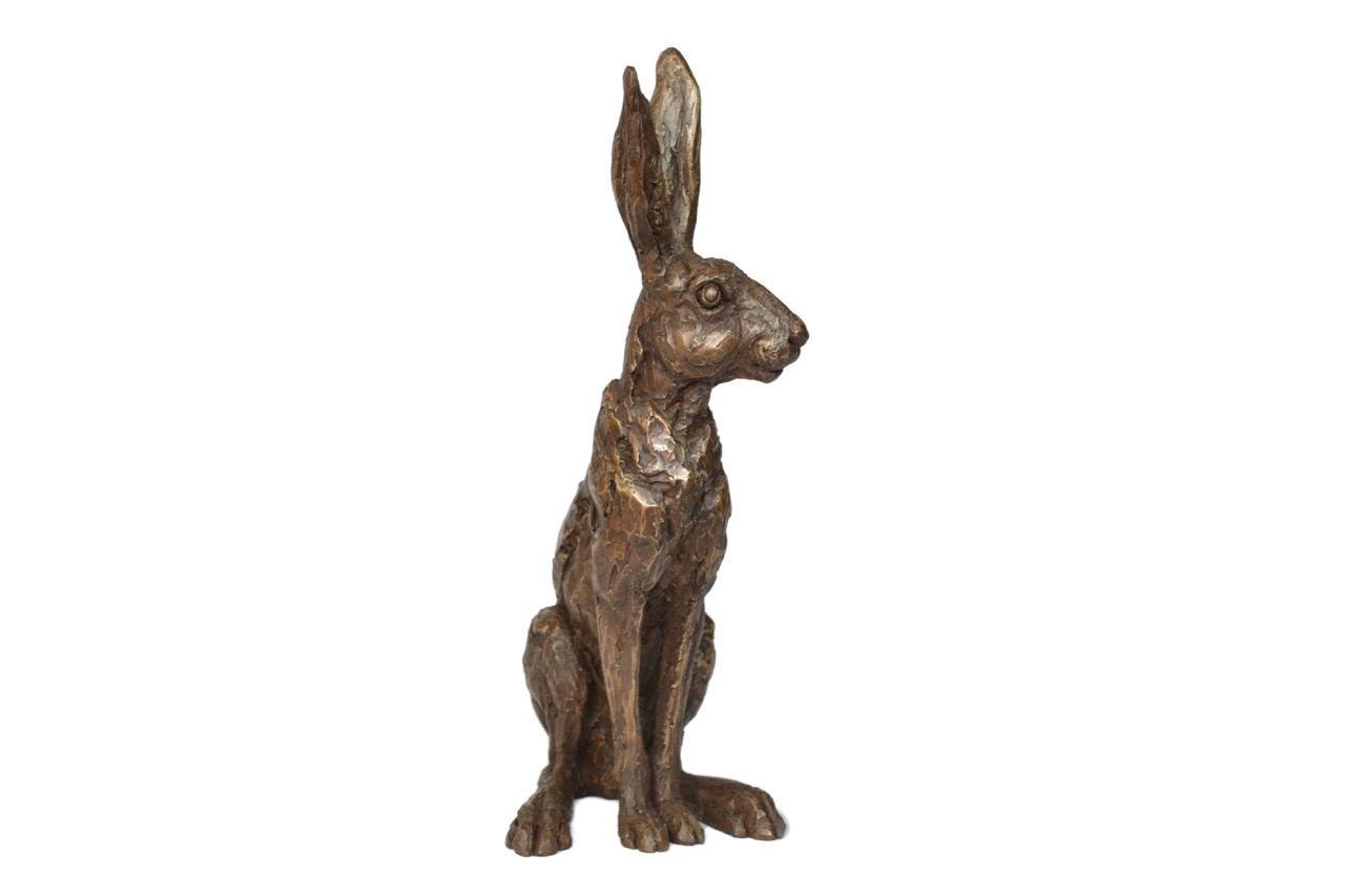 Bronze Sitting Hare Sculpture by animal sculptor Tanya Russell, MRBS