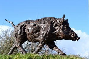 Wild Boar Running Sculpture