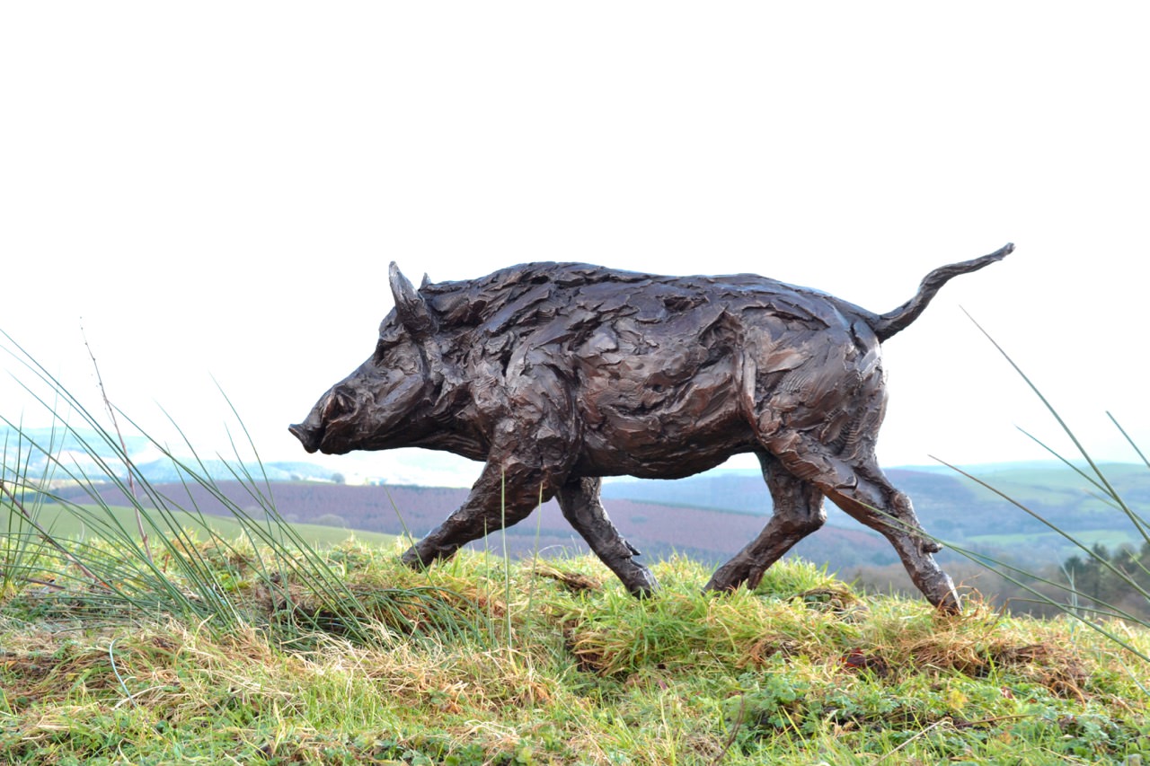 Running Wild Boar Sculpture Bronze Boar Statue Tanya Russell