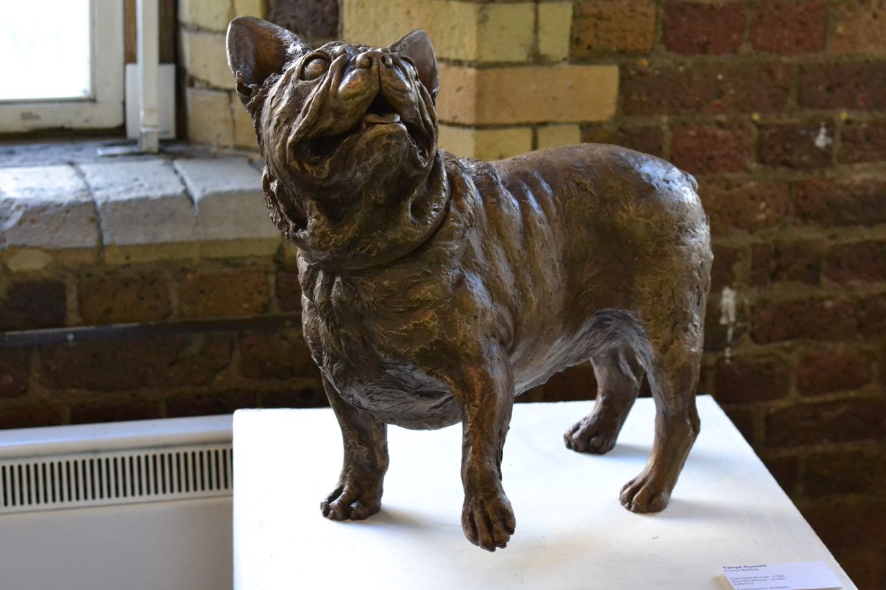 Bronze French Bulldog Lifting Paw sculpture by Tanya Russell
