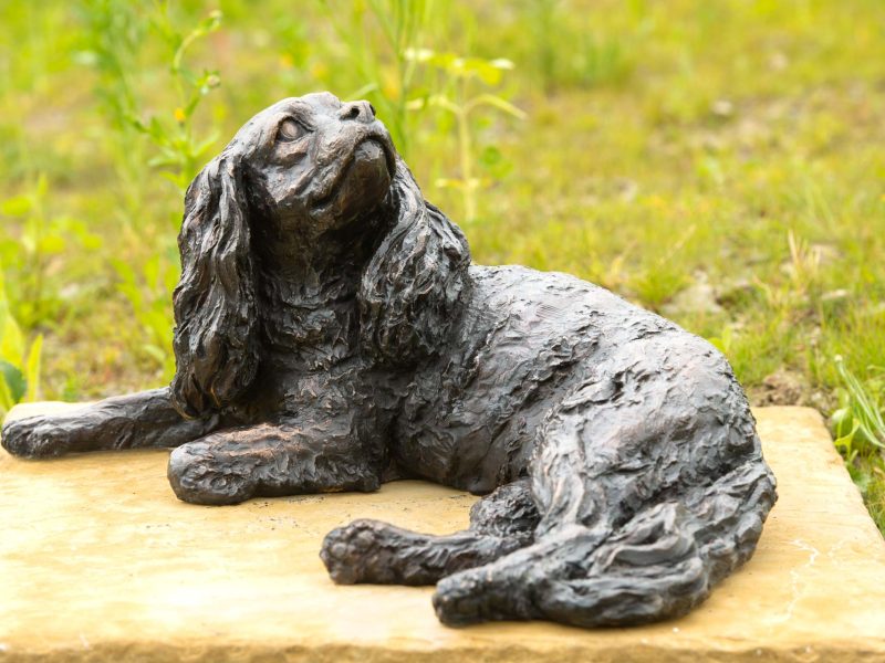 LYING CAVALIER KING CHARLES SPANIEL SCULPTURE