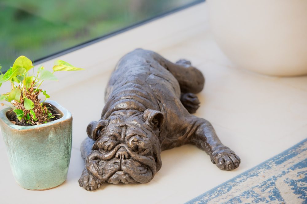 1 'Lying English Bulldog', Bronze Dog, Dog Sculpture, Dog Statue, Bronze Resin, Tanya Russell Animal Sculpture-4