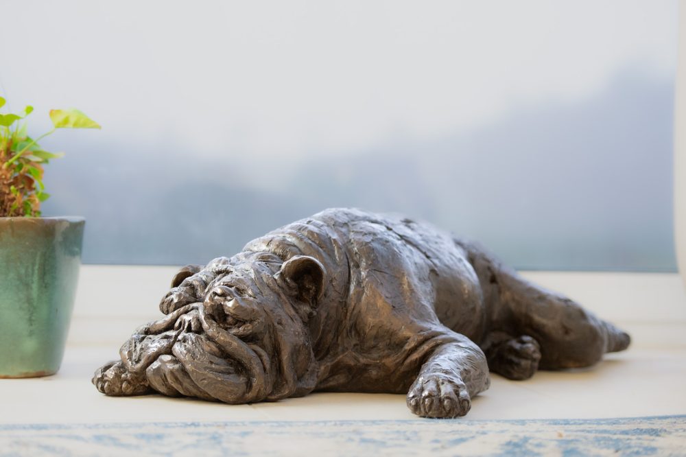 2 'Lying English Bulldog', Bronze Dog, Dog Sculpture, Dog Statue, Bronze Resin, Tanya Russell Animal Sculpture-6