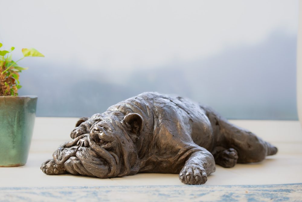 2 'Lying English Bulldog', Bronze Dog, Dog Sculpture, Dog Statue, Bronze Resin, Tanya Russell Animal Sculpture-6