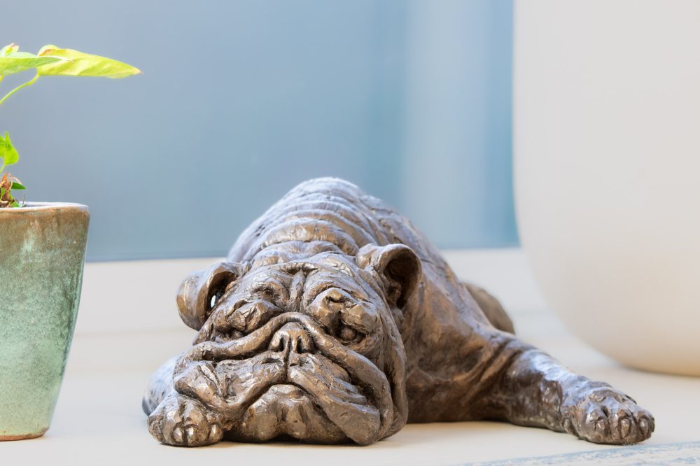 4 'Lying English Bulldog', Bronze Dog, Dog Sculpture, Dog Statue, Bronze Resin, Tanya Russell Animal Sculpture-1