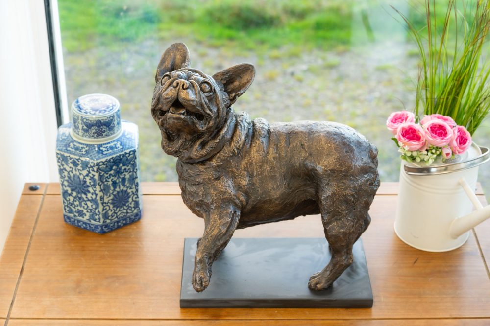 1 'Standing French Bulldog Lifting Paw', Bronze Dog, Dog Sculpture, Dog Statue, Bronze Resin, Tanya Russell Animal Sculpture-2