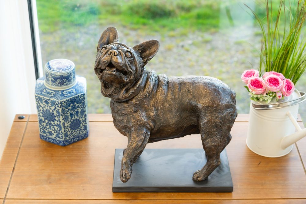 1 'Standing French Bulldog Lifting Paw', Bronze Dog, Dog Sculpture, Dog Statue, Bronze Resin, Tanya Russell Animal Sculpture-2