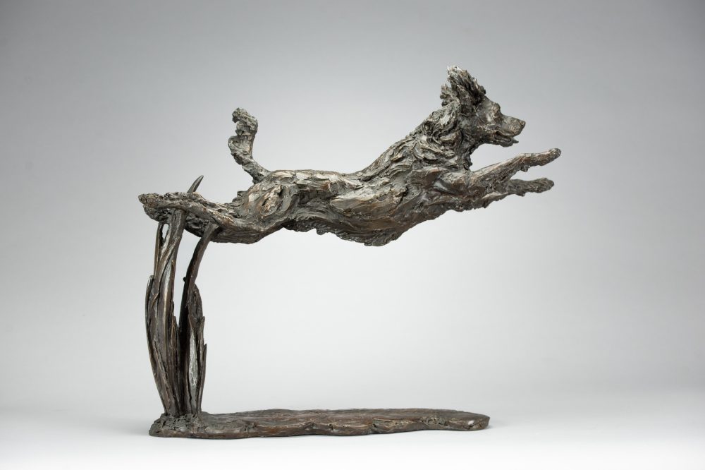 1 'Undocked Leaping Spaniel', Bronze Dog, Dog Sculpture, Dog Statue, Bronze Resin, Tanya Russell Animal Sculpture-6