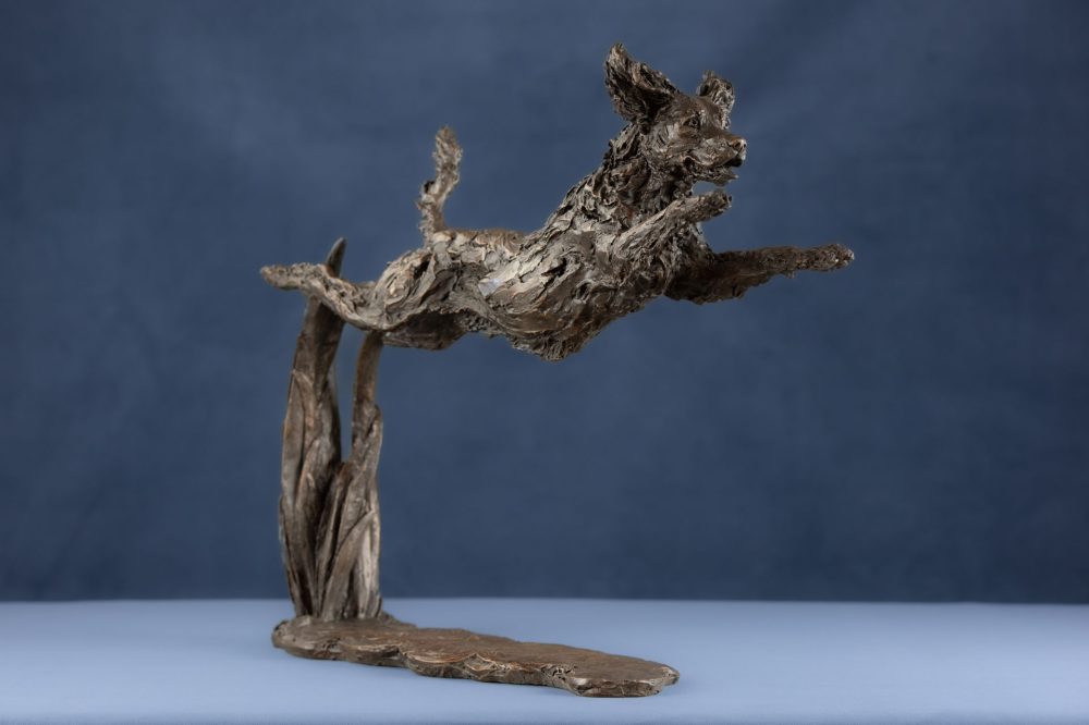 2 'Undocked Leaping Spaniel', Bronze Dog, Dog Sculpture, Dog Statue, Bronze Resin Tanya Russell Animal Sculptures-6