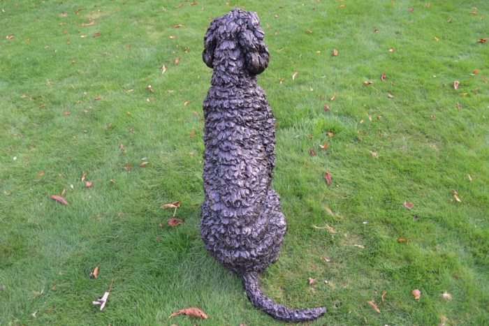 Bronze Sitting Labradoodle sculpture by Tanya Russell