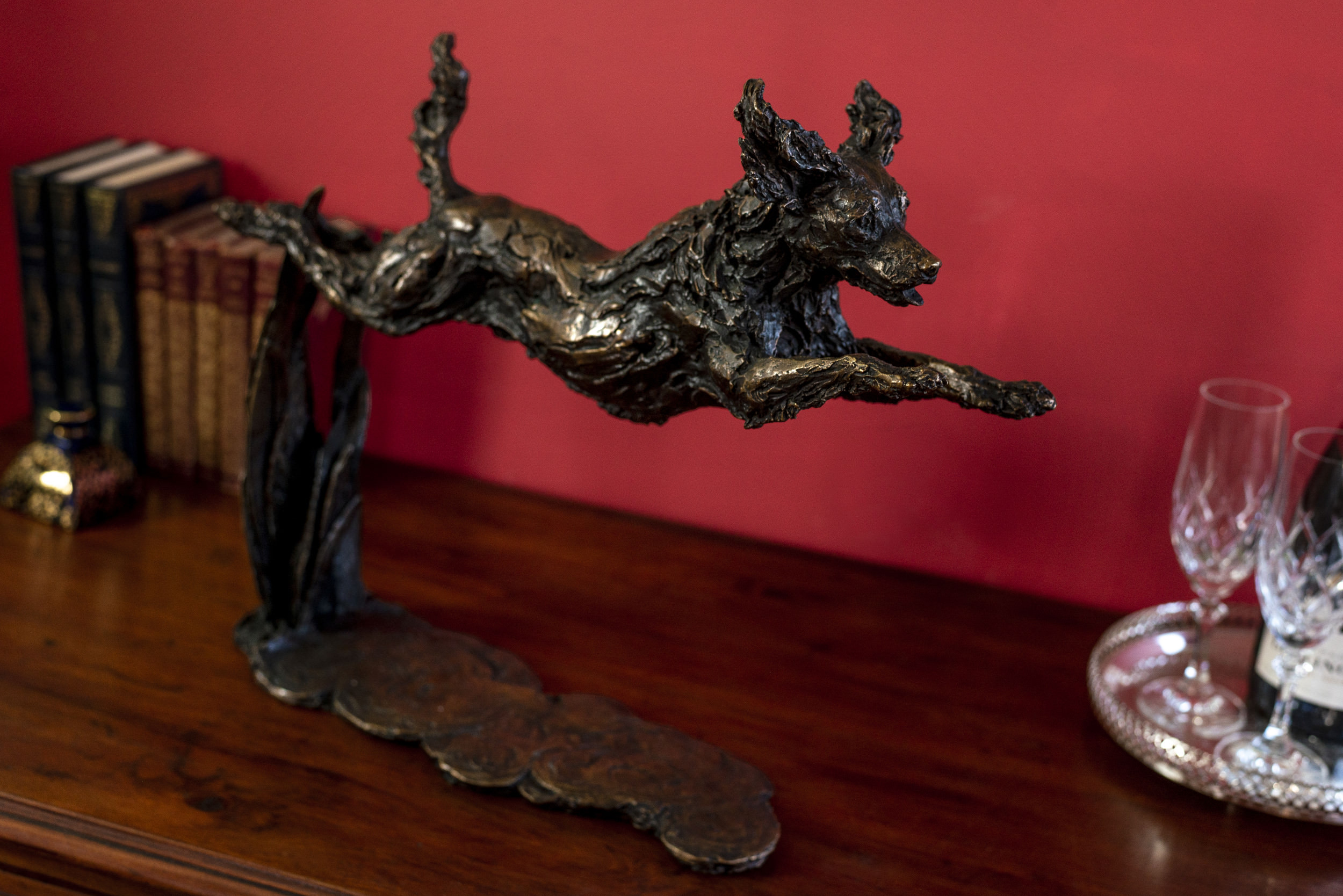 'Stargazers' man and dog on ring sculpture