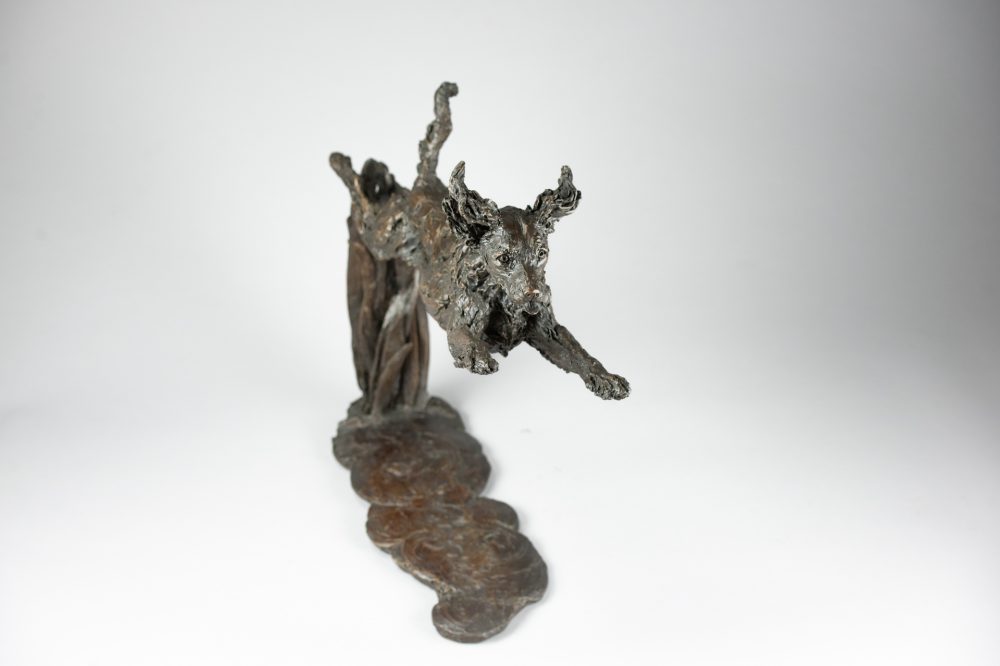 9 'Undocked Leaping Spaniel', Bronze Dog, Dog Sculpture, Dog Statue, Bronze Resin, Tanya Russell Animal Sculpture-2