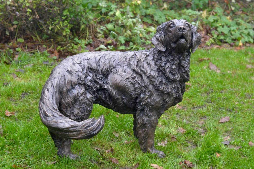 bronze dog golden retriever statue