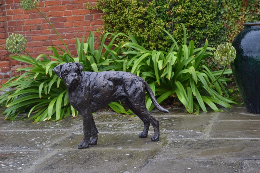 boxer dog garden statue