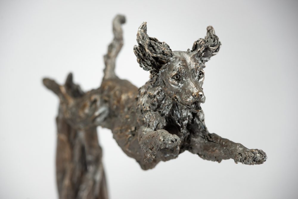 'Undocked Leaping Spaniel', Bronze Dog, Dog Sculpture, Dog Statue, Bronze Resin, Tanya Russell Animal Sculpture-1