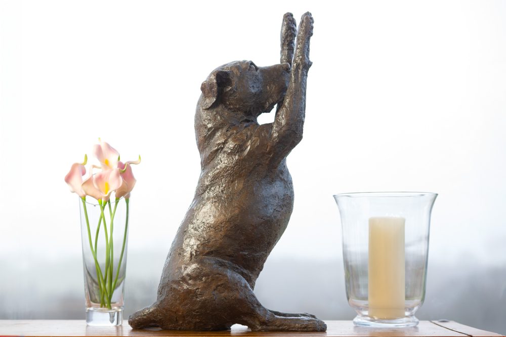 11 'Staffie Waving Paws BR', Dog Sculpture, Bronze Dog, Bronze Resin, Tanya Russell Animal Sculptures-2