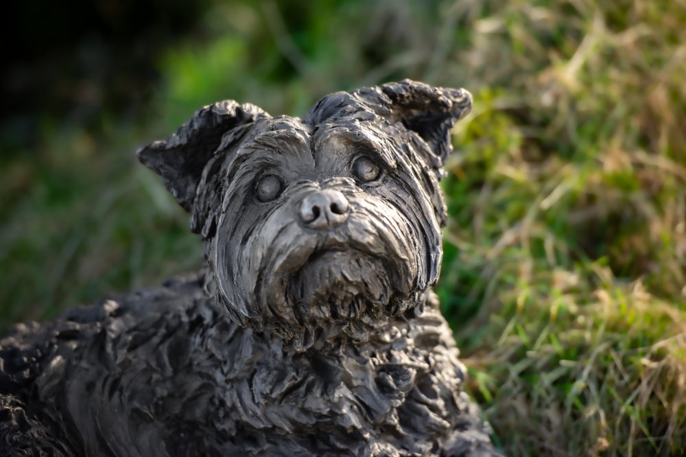 2 'Lying Yorkshire Terrier', Bronze Dog, Dog Sculpture, Dog Statue, Bronze Resin, Tanya Russell Animal Sculptures-7