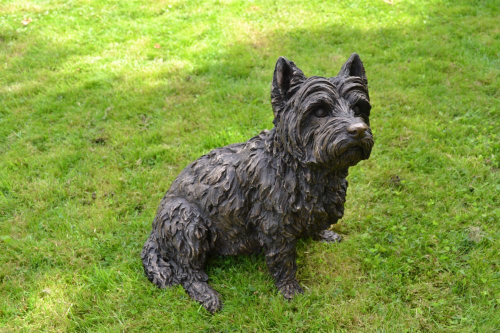 2 Sitting West HIghland Terrier dog sculpture - Tanya Russell Dog Statue