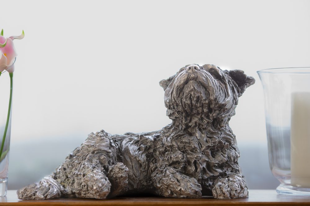 8 'Lying Yorkshire Terrier', Bronze Dog, Dog Sculpture, Crane Statue, Bronze Resin, Tanya Russell Animal Sculptures-10