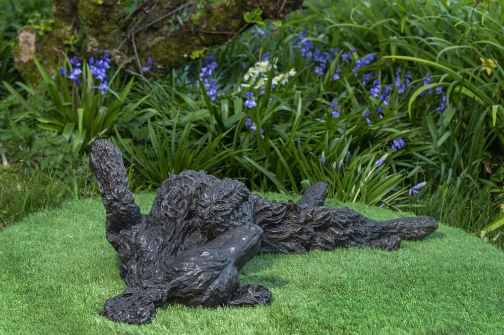 bronze spaniel garden sculpture