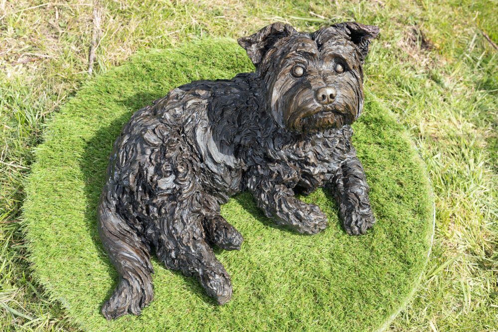 Yorkshire Terrier Sculpture Bronze Dog Statue Outdoor Dog Ornament