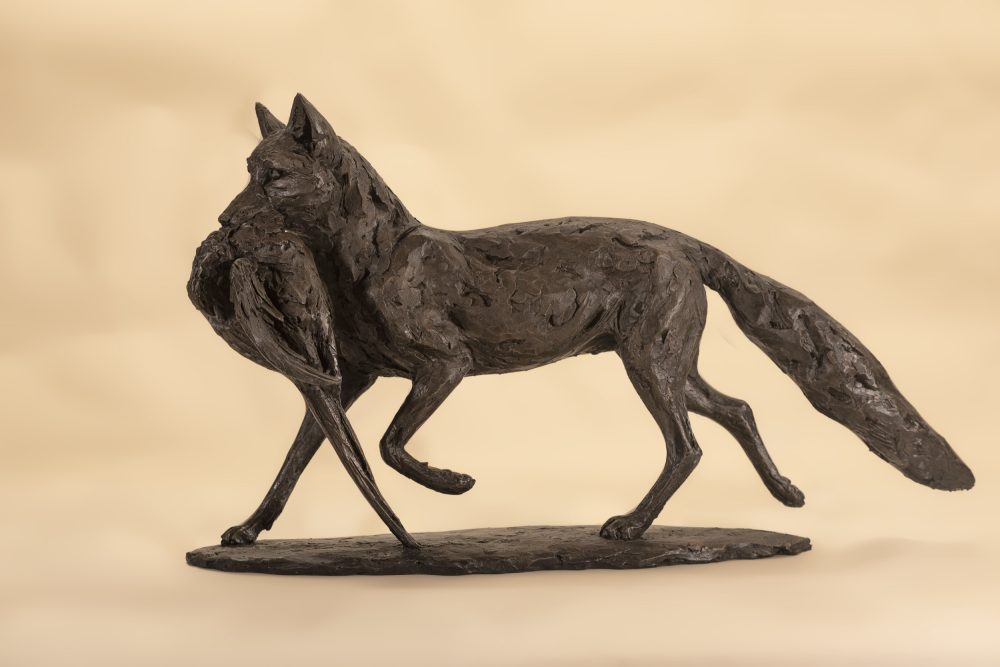 Fox and Pheasant sculpture