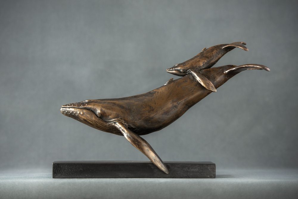 1 'Whale and Calf', Bronze Whale, Whale Sculpture, Whale Statue, Bronze Resin Tanya Russell Animal Sculptures (1 of 11)