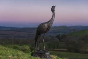 Bronze Crane Sculpture