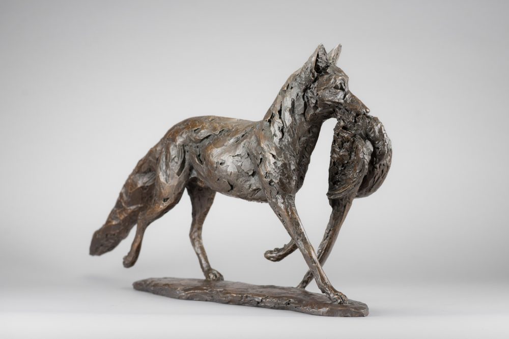 4 'Fox and Pheasant', Bronze Fox, Fox Sculpture, Fox Statue, Bronze Resin, Tanya Russell Animal Sculpture-6