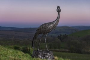 Bronze Crane Statue