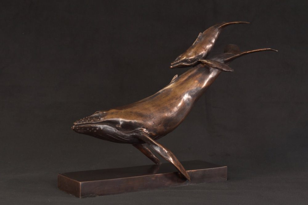 Foundry Bronze Whale and Calf Statue