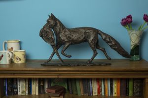 Fox and Pheasant Bronze Statue