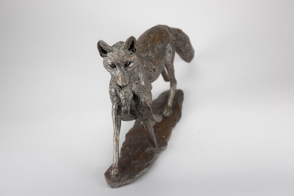 9 'Fox and Pheasant', Bronze Fox, Fox Sculpture, Fox Statue, Bronze Resin, Tanya Russell Animal Sculpture-10