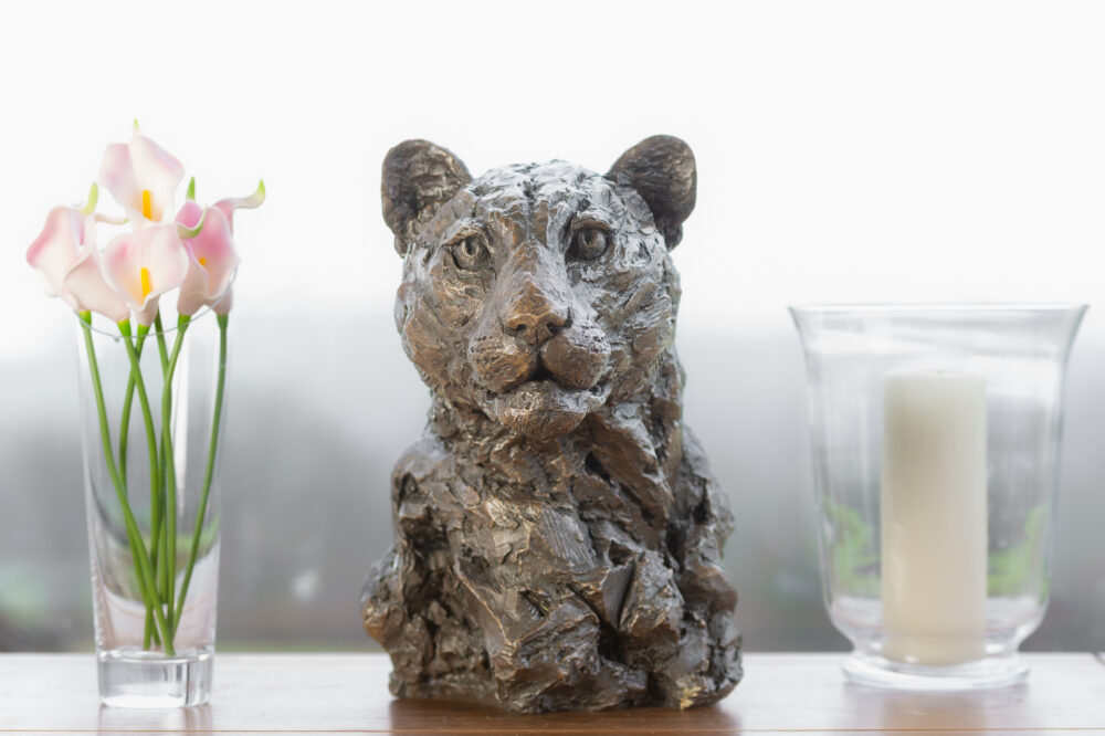 Leopard Portrait ', Leopard Sculpture, Bronze Leopard, Bronze Resin, Tanya Russell Animal Sculptures-1
