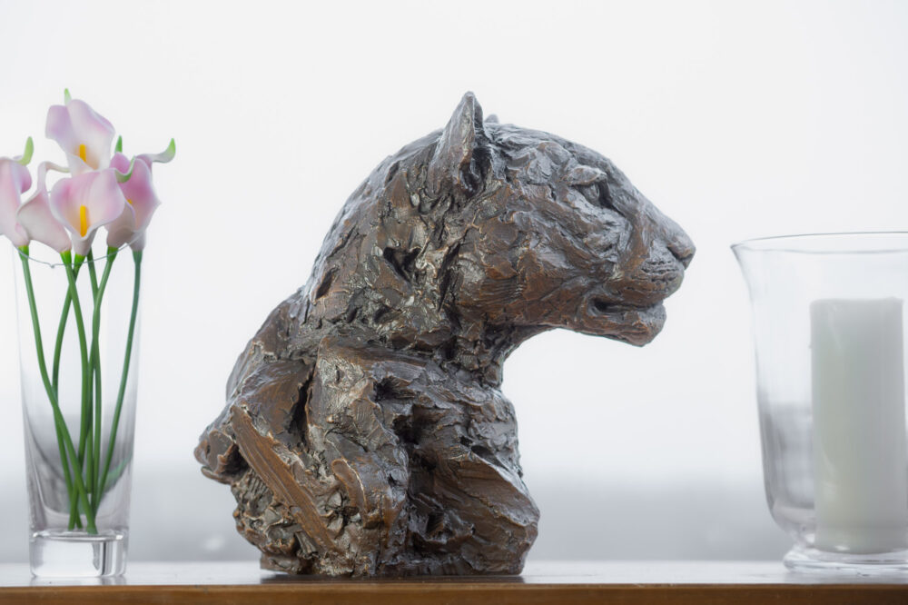 Leopard Portrait ', Leopard Sculpture, Bronze Leopard, Bronze Resin, Tanya Russell Animal Sculptures-3