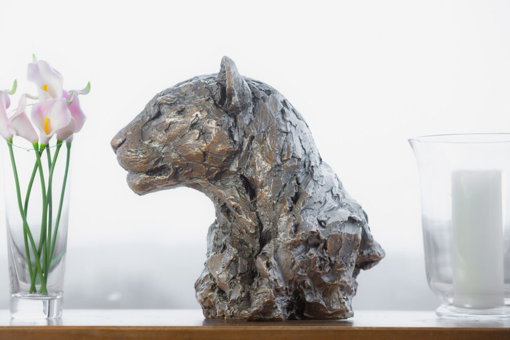Leopard Portrait ', Leopard Sculpture, Bronze Leopard, Bronze Resin, Tanya Russell Animal Sculptures-4