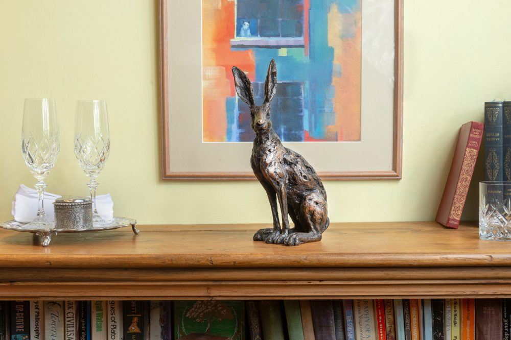 Foundry Bronze Sitting Hare Sculpture