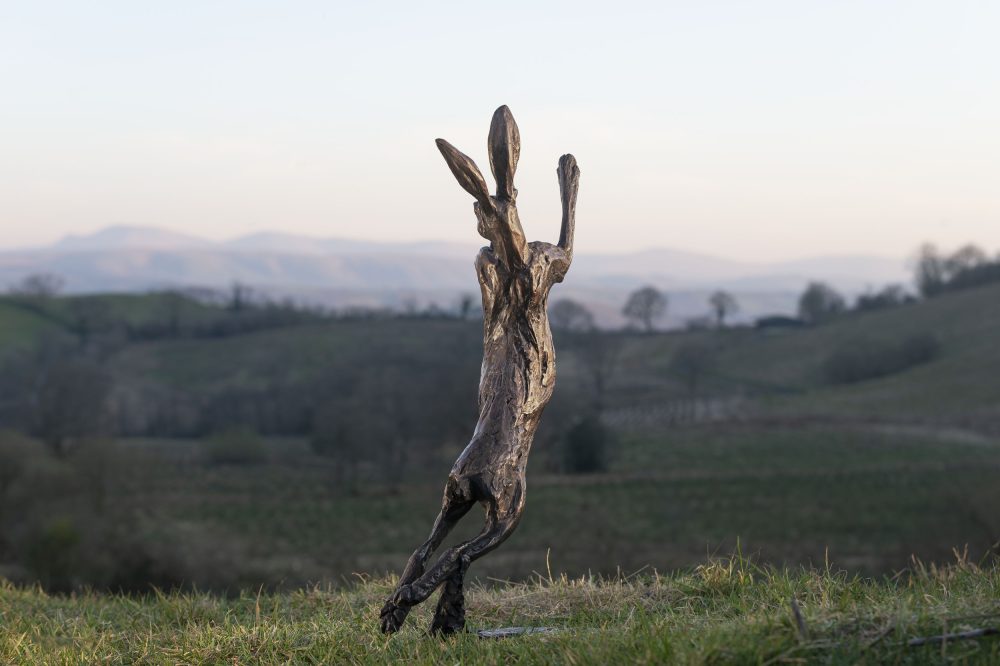 Spring Hare Bronze Garden Sculpture