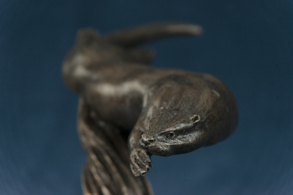 12 Tanya Russell animal sculptures - bronze Swimming Otter sculpture otters statue BR