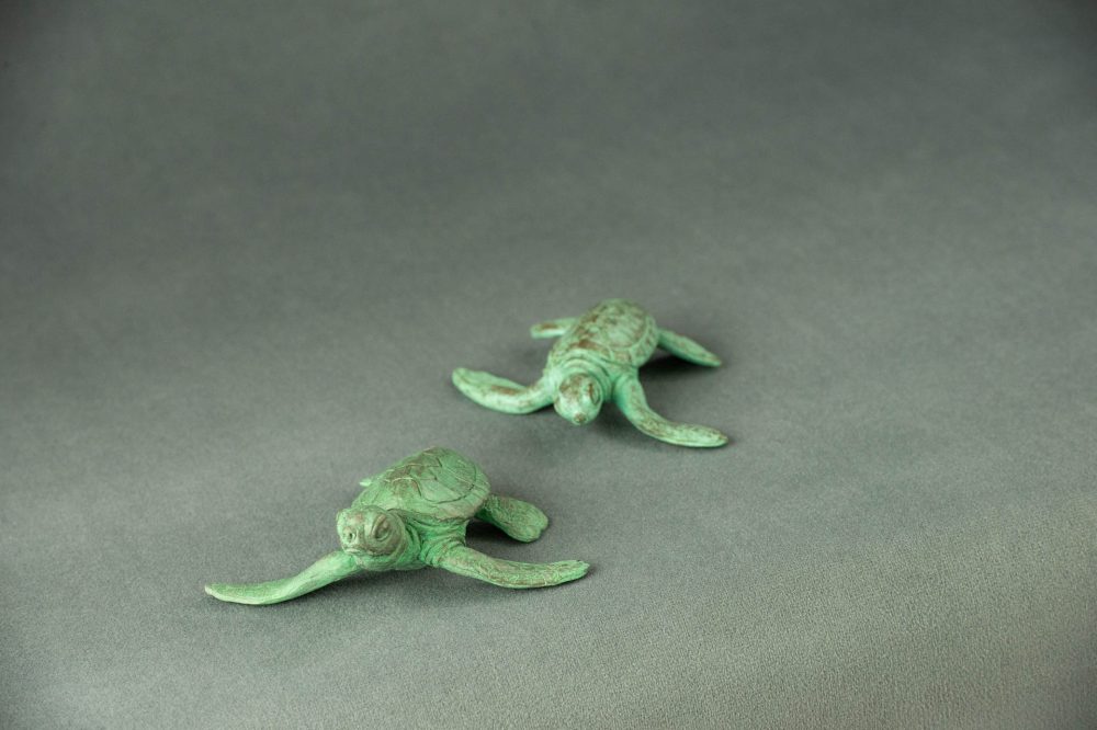 7 ''Pair of Baby Turtles-, Bronze Turtles, Turtle Sculpture, Turtle Statue, Bronze Resin Tanya Russell Animal Sculptures (11 of 11)