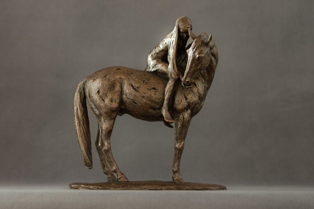 1 ''Horse and Girl-, Bronze Horse, Horse and Girl Sculpture, Horse Statue, Bronze Resin Tanya Russell Animal Sculptures 02