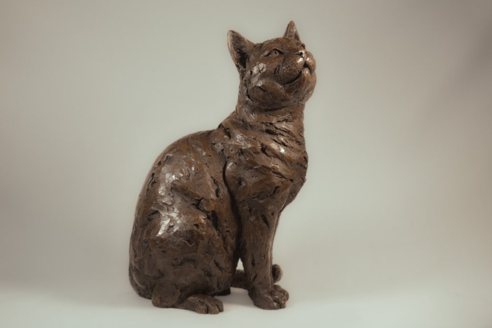 1 'Sitting Cat' Bronze Cat, Cat Sculpture, Cat Statue, Bronze Resin, Tanya Russell Cat Sculptures-11
