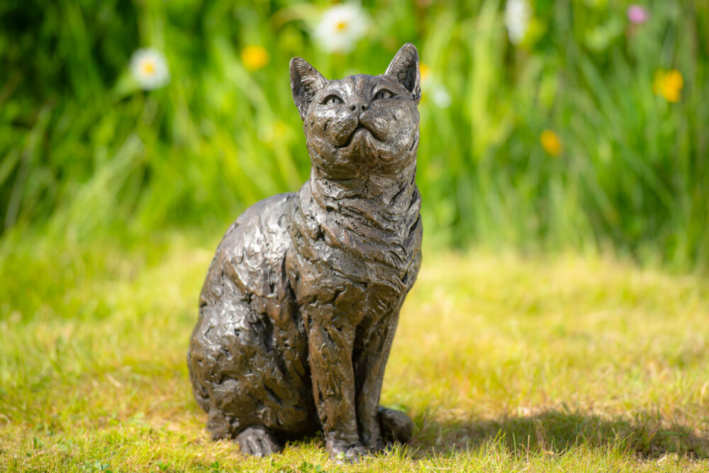 1 'Sitting Cat', Cat Sculpture, Cat Statue, Bronze Resin, Tanya Russell Animal Sculptures (1 of 10)