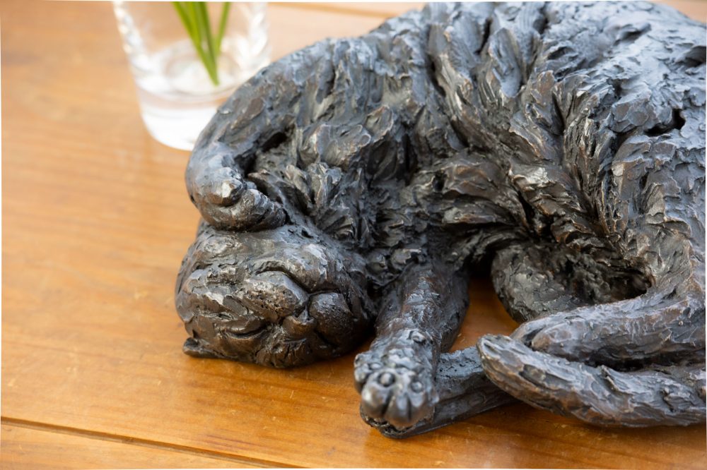 2 'Curled Cat', Cat Sculpture, Bronze Cat, Bronze Resin, Tanya Russell Animal Sculptures-5