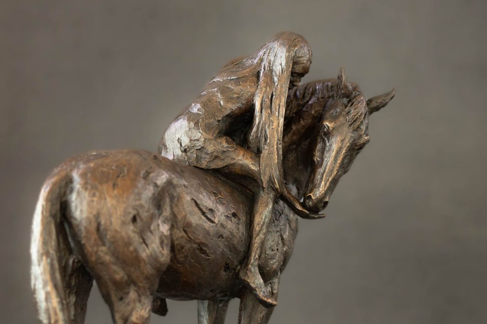 2 ''Horse and Girl-, Bronze Horse, Horse and Girl Sculpture, Horse Statue, Bronze Resin Tanya Russell Animal Sculptures 07