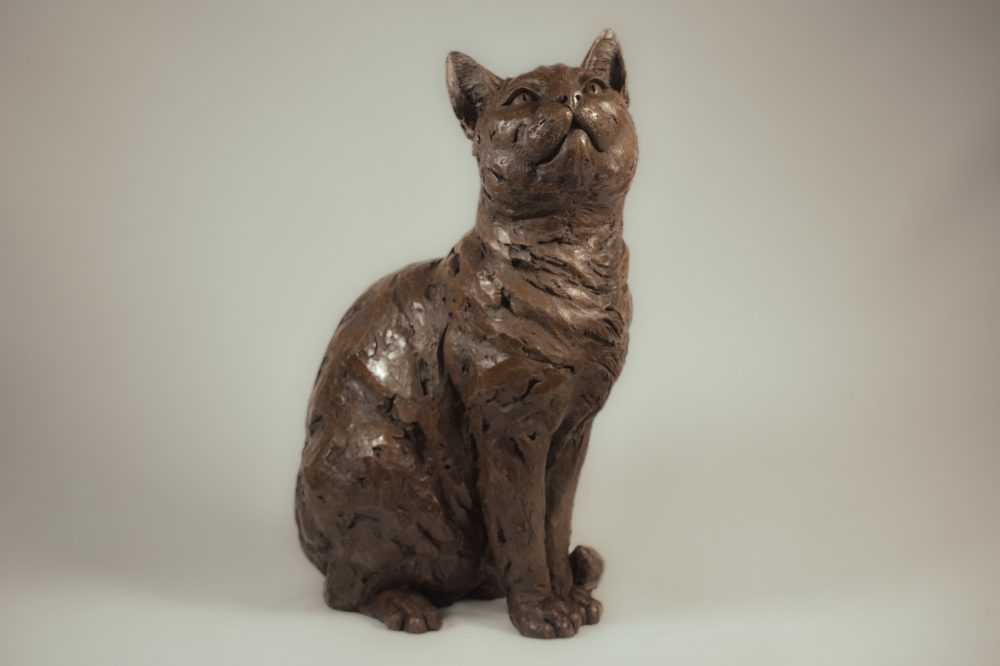 2 'Sitting Cat' Bronze Cat, Cat Sculpture, Cat Statue, Bronze Resin, Tanya Russell Cat Sculptures-1