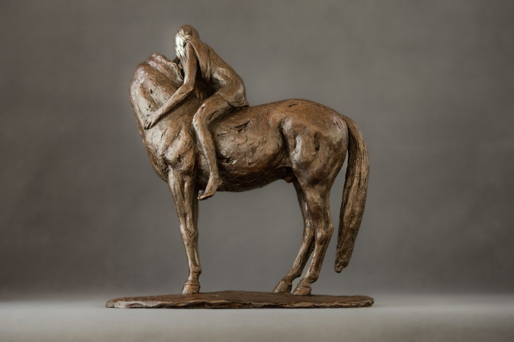 5 ''Horse and Girl-, Bronze Horse, Horse and Girl Sculpture, Horse Statue, Bronze Resin Tanya Russell Animal Sculptures 03